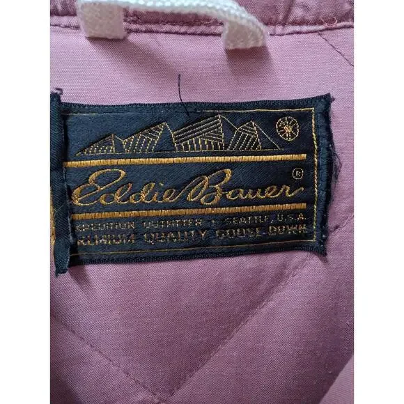 Vintage Eddie Bauer Goose Down Insulated Quilted House Robe Belted Coat Medium - Picture 6 of 9